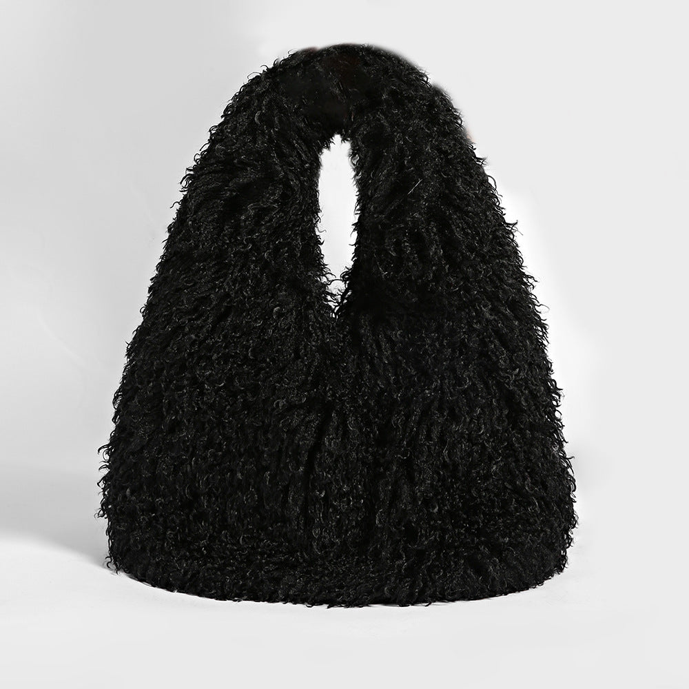 Plush Large Capacity Imitated Tibet Sheep Bags