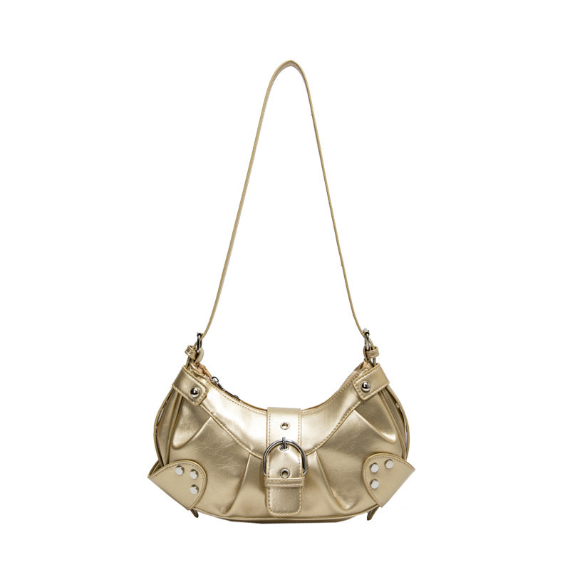 Women's Fashion Underarm Motorcycle Korean Style Soft Leather Bags