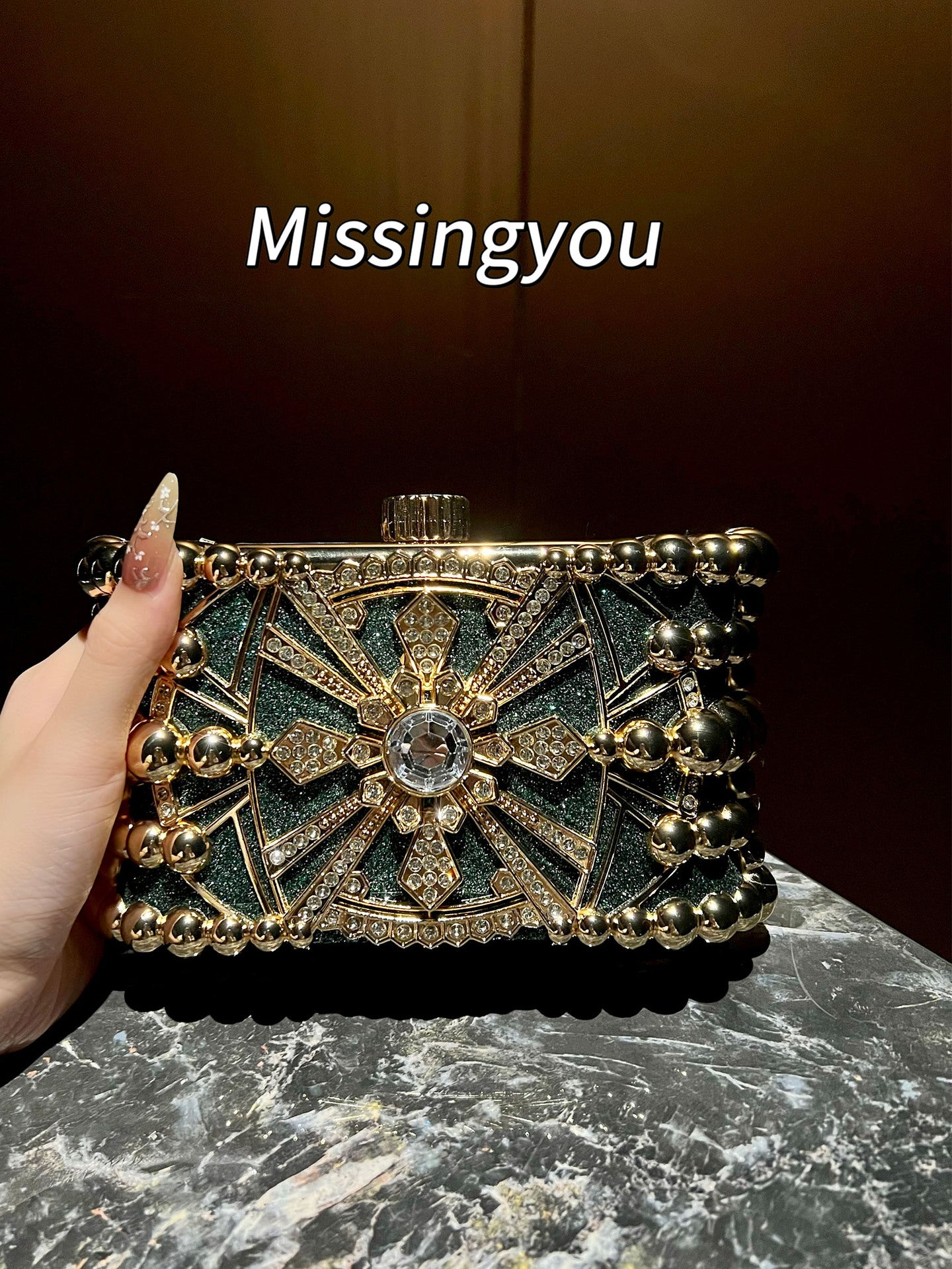 Women's Affordable Luxury Style Super Flash Party Clutch Vintage Dinner Bag