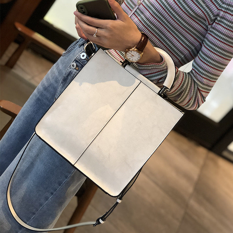 Women's Wax Cowhide Big High-grade Retro Trendy Women's Shoulder Bag