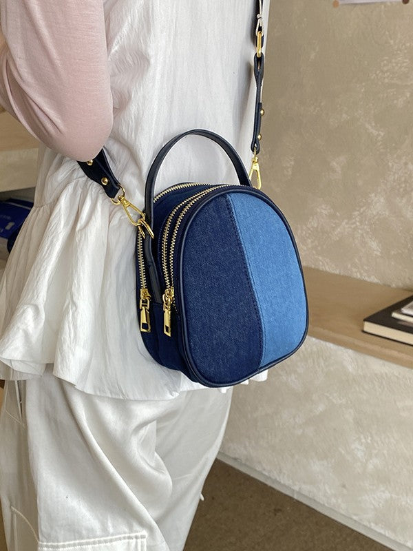 Women's Denim Stitching Contrast Color Light Luxury Women's Messenger Bag