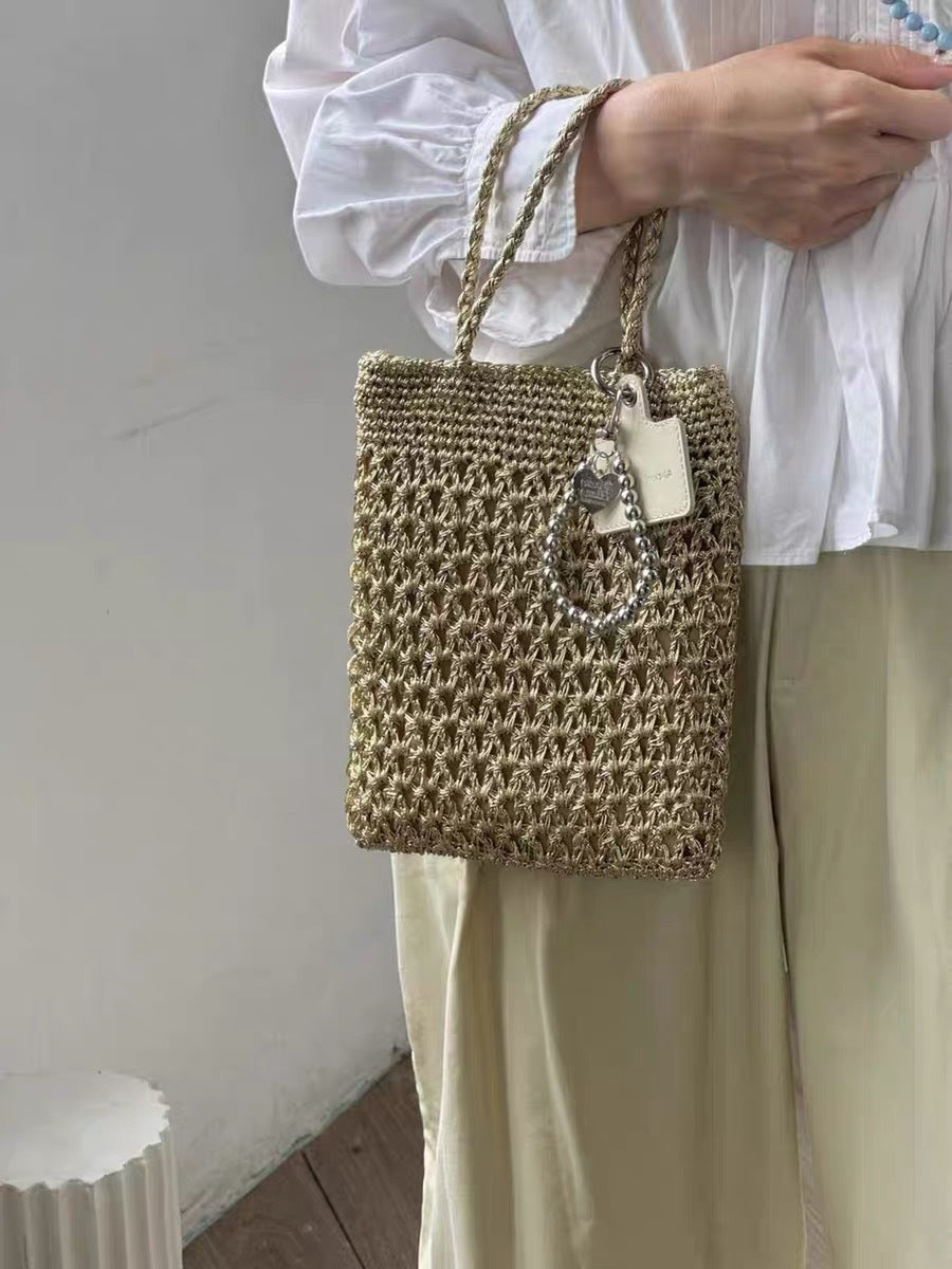 Women's Gold Sier Thread Hand-woven Niche Fashion Women's Handbag