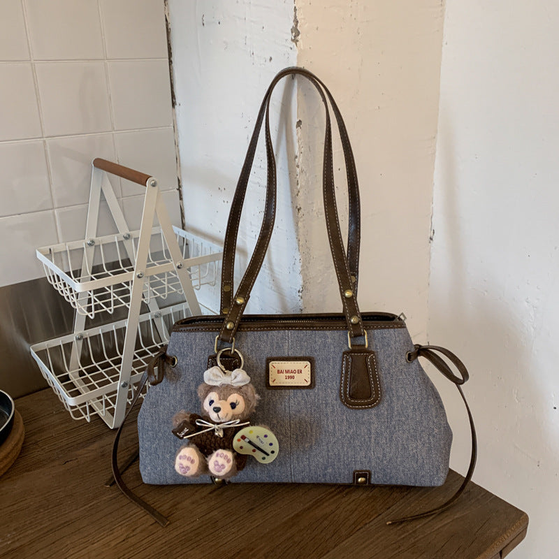 Women's Retro Denim Light Luxury Minority Senior Tote Bags