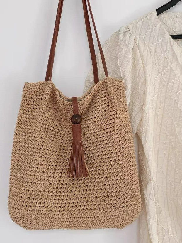 Women's Tassel Straw Hand-woven Large Capacity Vacation Women's Shoulder Bag