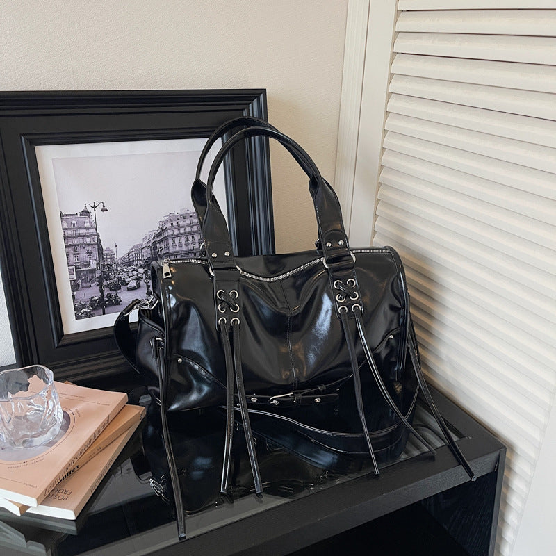 Women's Trendy Large Capacity Tassel Motorcycle Fashion Tote Bag