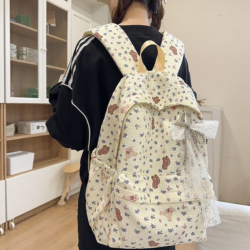 Simple Campus Camp Good-looking Floral Fresh College Student Schoolbag