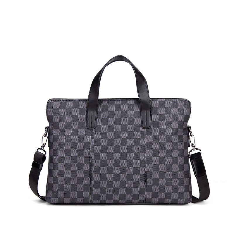 Men's Korean Style Office Plaid Fashion Trendy Men's Briefcase