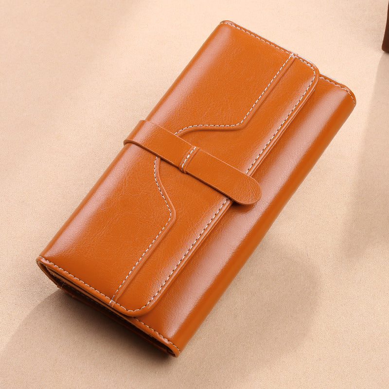 Women's Long Genuine Leather Simple Versatile Large Capacity One Soft Purses