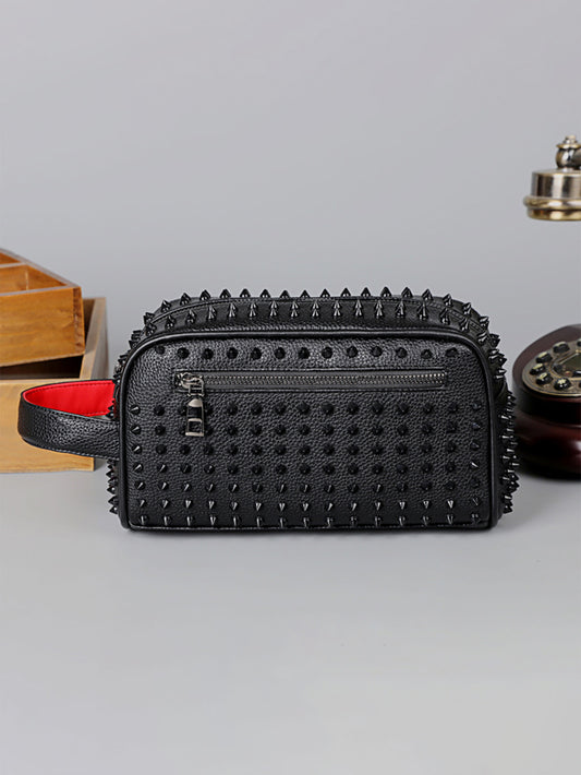 Men's Fashion Locomotive Style Rivet High-grade Out Wash Men's Clutch