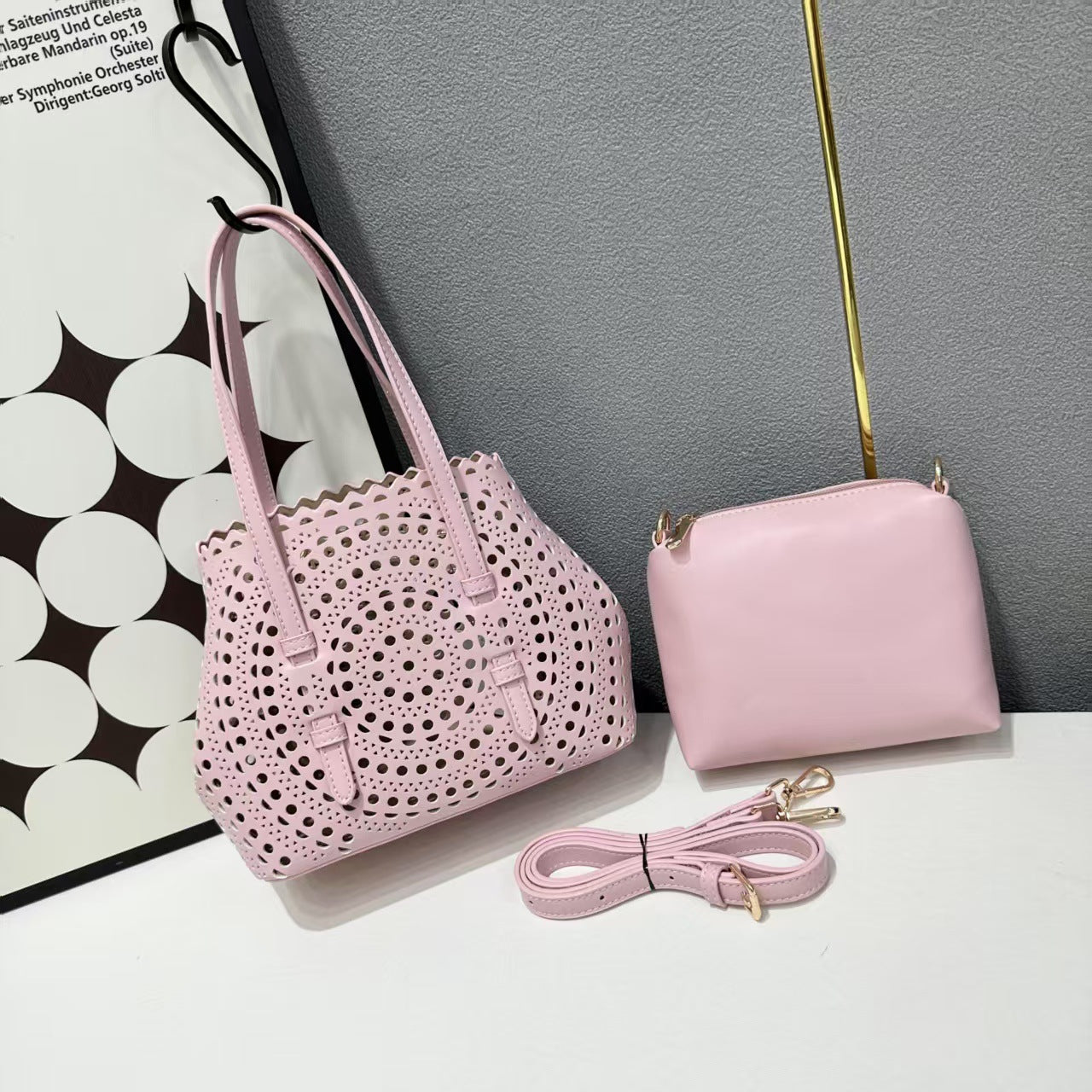 Women's Hand Rub Grain Hollow Summer Design Women's Handbag