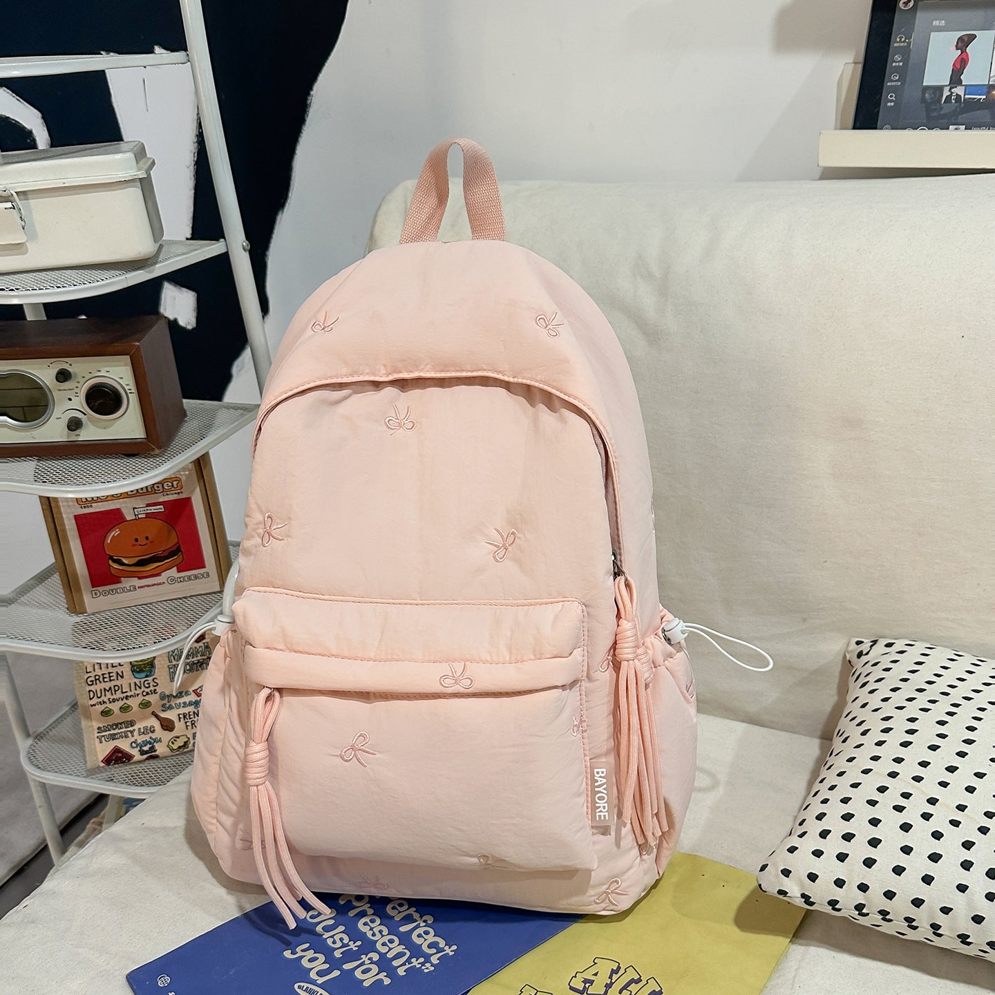 Bow Style Korean Simple Junior High College Student Schoolbag