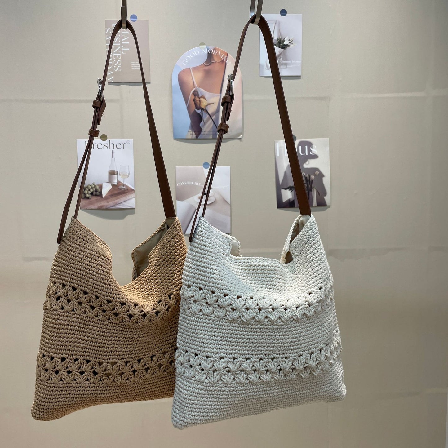 Women's Style Cotton String Hand-woven High-grade Vacation Hollow Women's Shoulder Bag