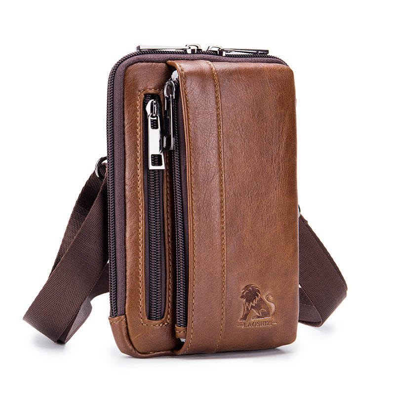 Men's Leather Horizontal Vertical Hook Construction Site Bags