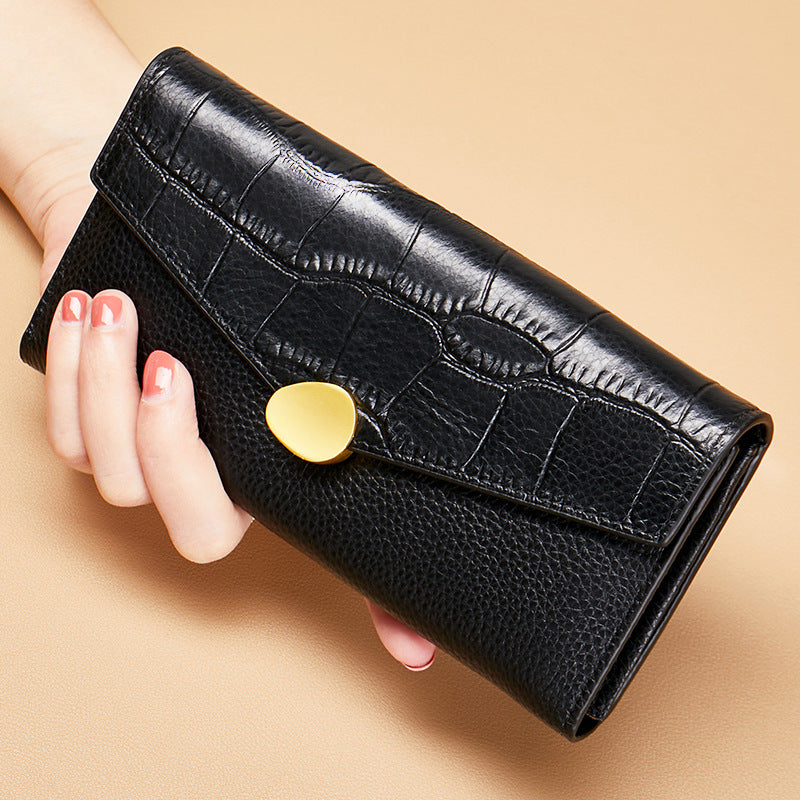 Women's Clutch First Layer Cowhide Crocodile Pattern Ladies Wallet