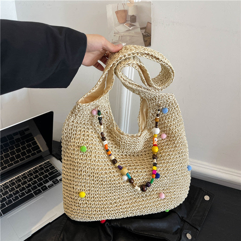 Idle Style Fashion Large Capacity Simple Versatile Korean Western Seaside Women's Shoulder Bag
