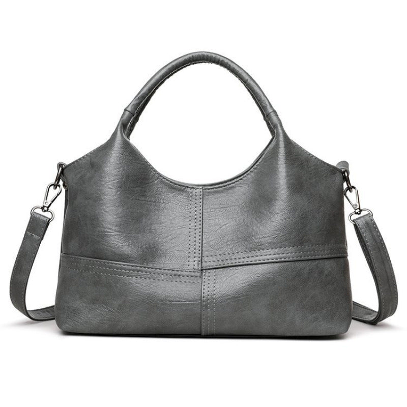Women's Retro Soft Leather Fashion Stitching Large Women's Messenger Bag