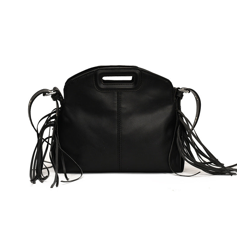 Fashion Commuter Western Style Soft Leather Solid Color Tassel Niche Women's Messenger Bag