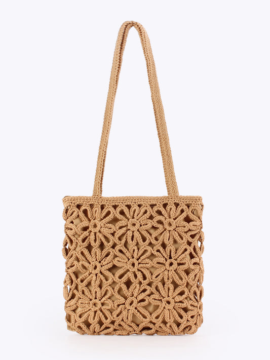 String Hollow Flower Woven Seaside Vacation Leisure Daily Women's Shoulder Bag