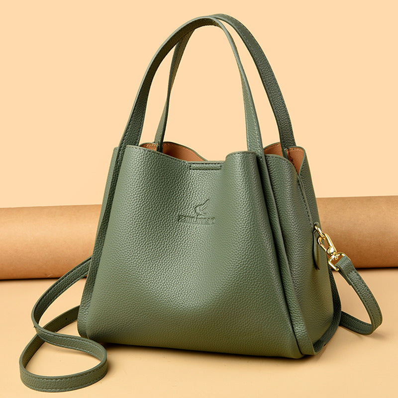 Women's Soft Leather Vegetable Basket High-grade Elegant Women's Shoulder Bag