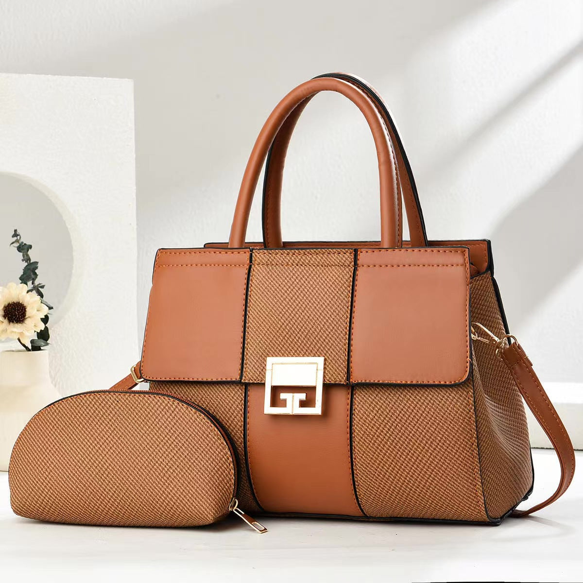 Women's Stitching Large Capacity Versatile Commuter Two-piece Handbags