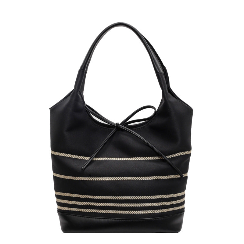 Women's Texture Commuter Large Capacity Striped Canvas Women's Shoulder Bag