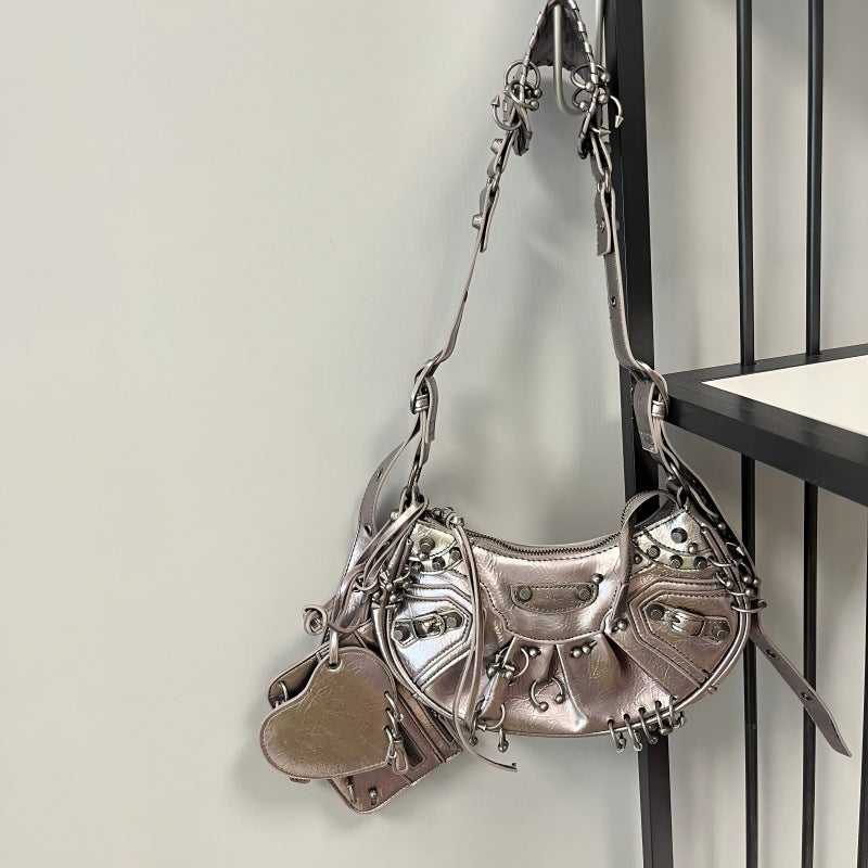 Perforated Light Luxury Selenodont Texture French Style Underarm Women's Messenger Bag