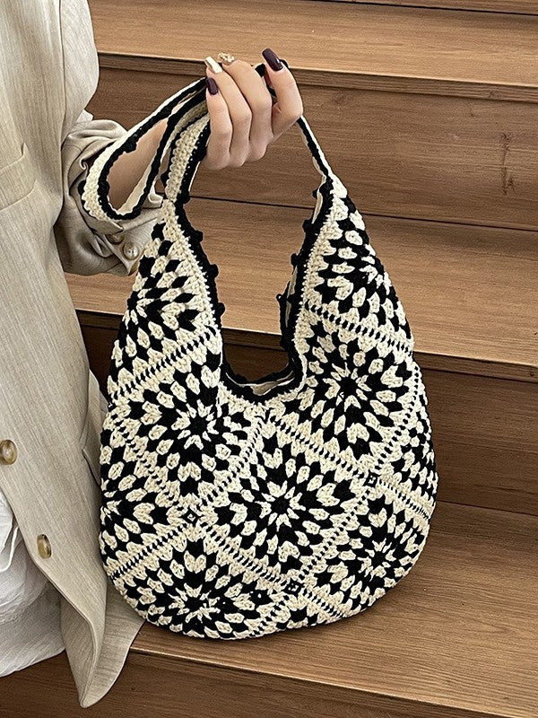 Women's Capacity Flower Cotton Thread Woven Seaside Holiday Korean Version For Bags