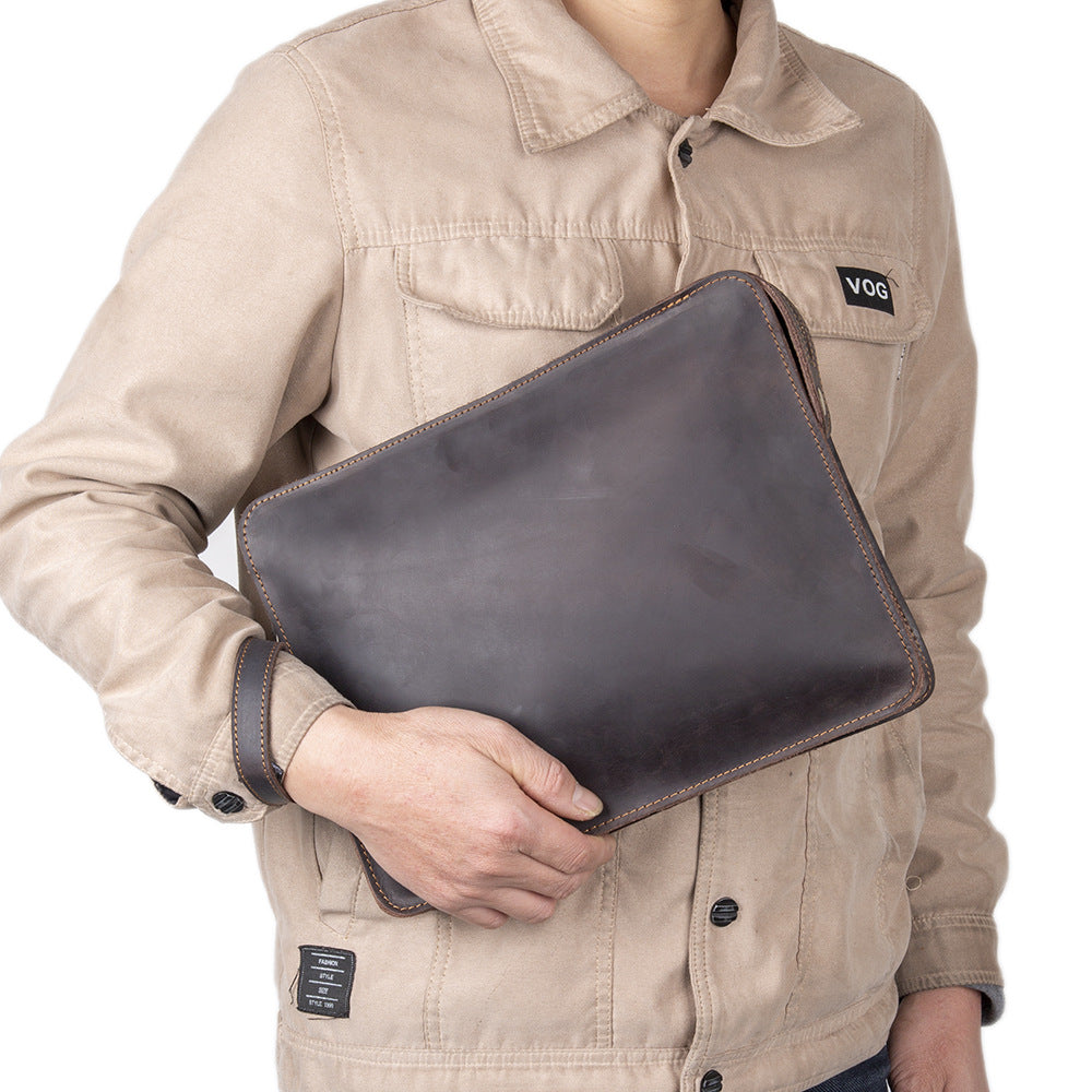 Men's Business Envelope Wrist First Layer Cowhide Shoulder Bags