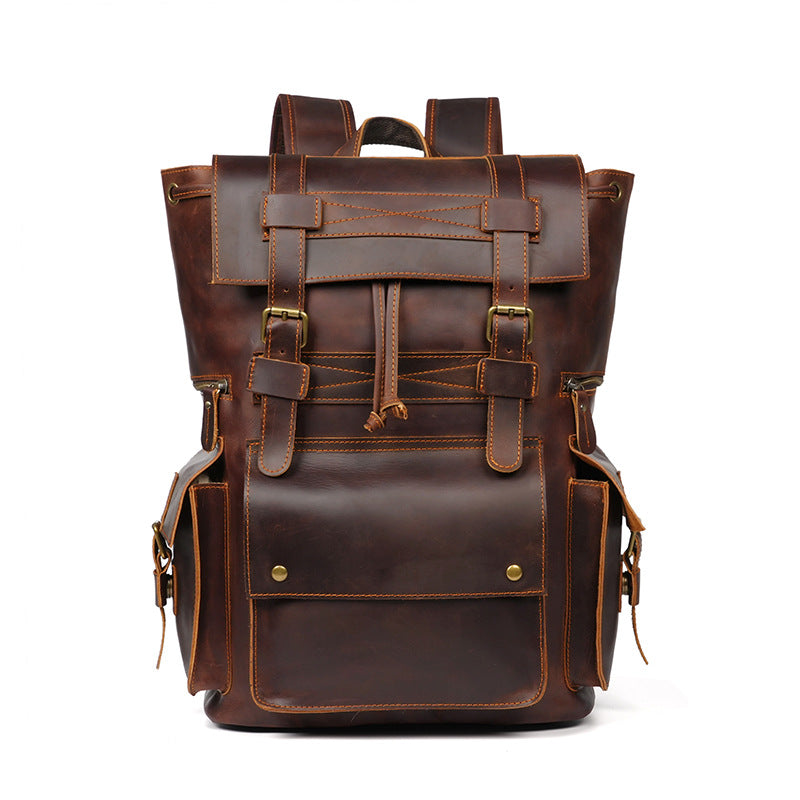 Top Layer Cowhide Large Capacity Retro Leather Leisure Backpack