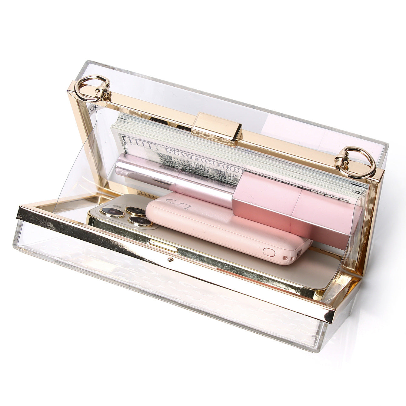 Transparent Acrylic Fashion Diamond Box Chain Dinner Bag