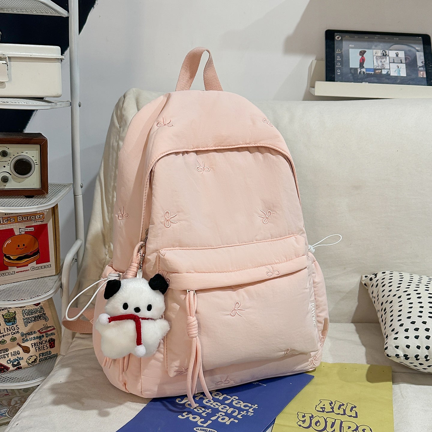 Bow Style Korean Simple Junior High College Student Schoolbag