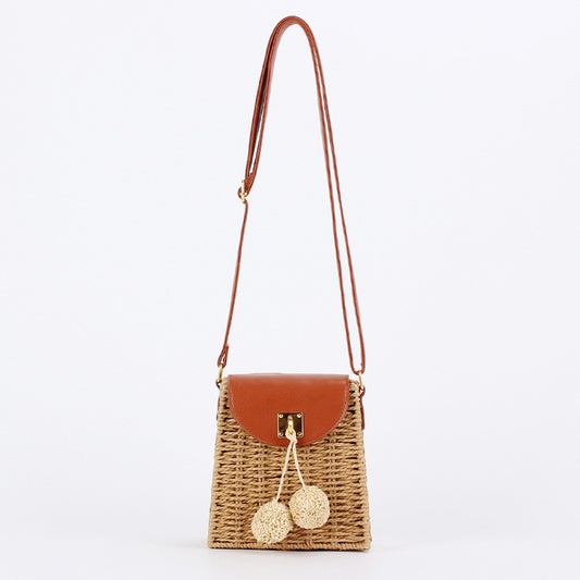 Retro Paper String Ball Woven Beach Vacation Leisure Simple Women's Messenger Bag