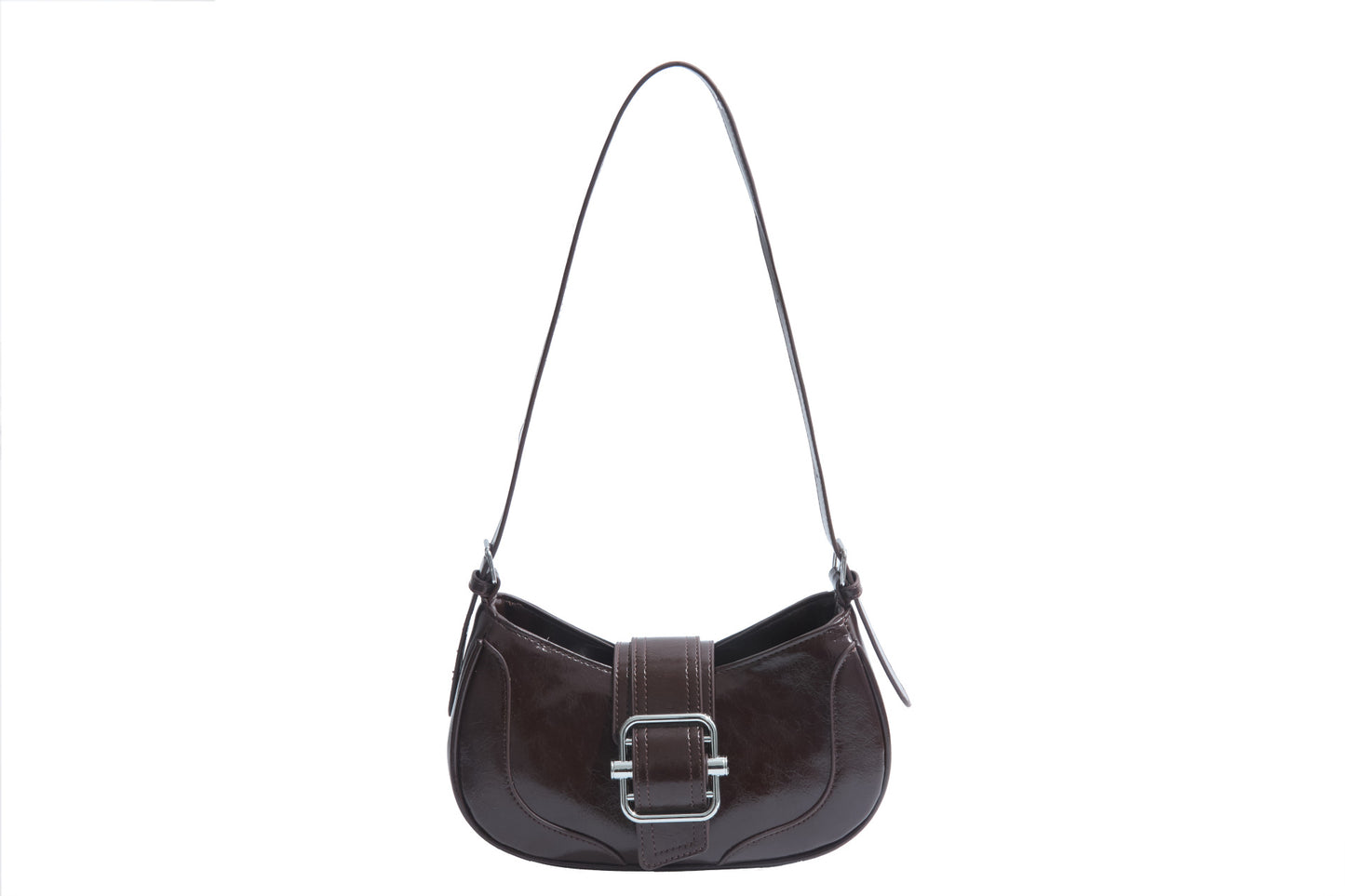 Retro Textured Hot Motorcycle Baguette Patent Women's Messenger Bag