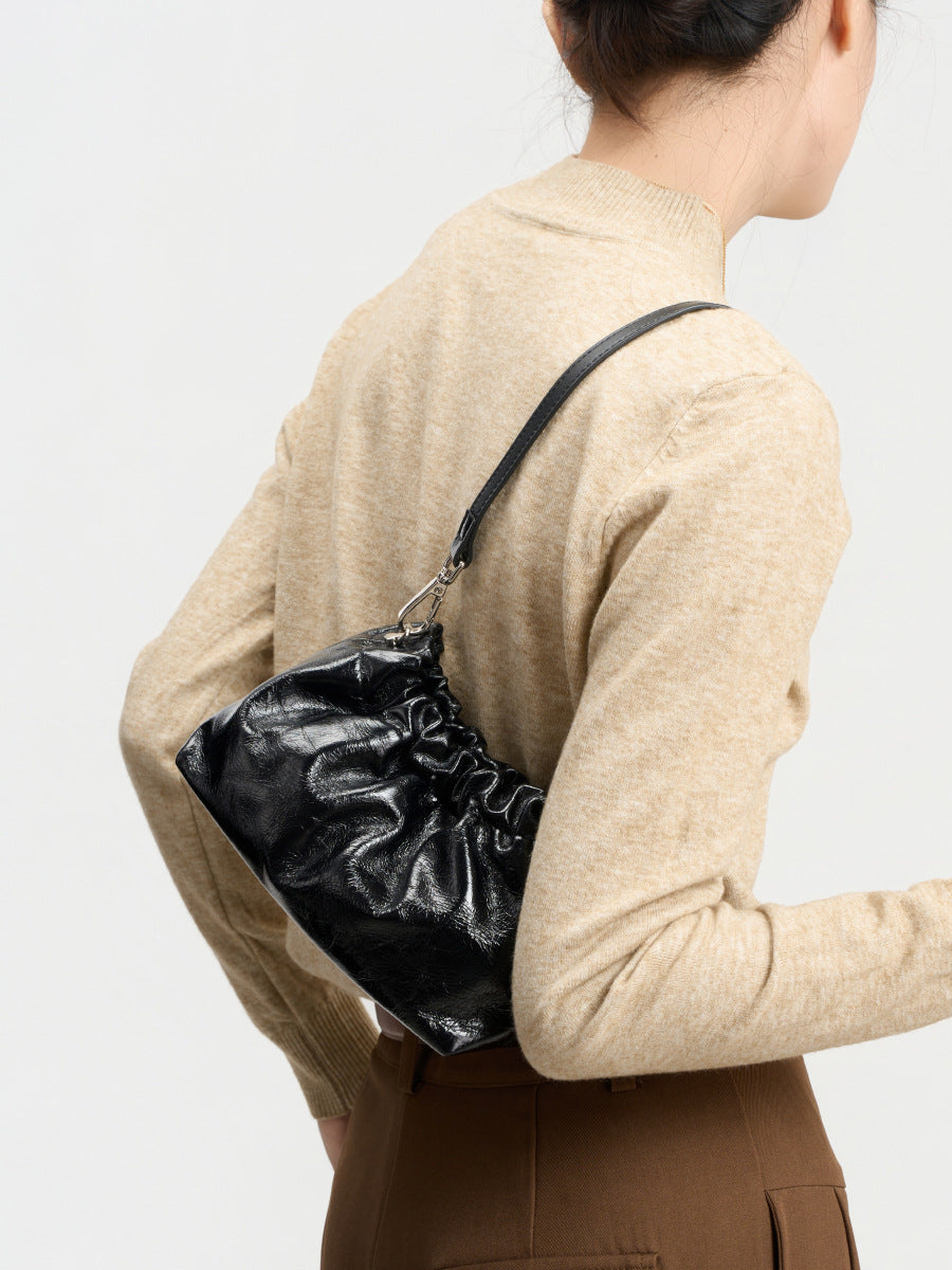 High-grade Chain Pleated Cloud Korean Style Portable Genuine Leather Bags