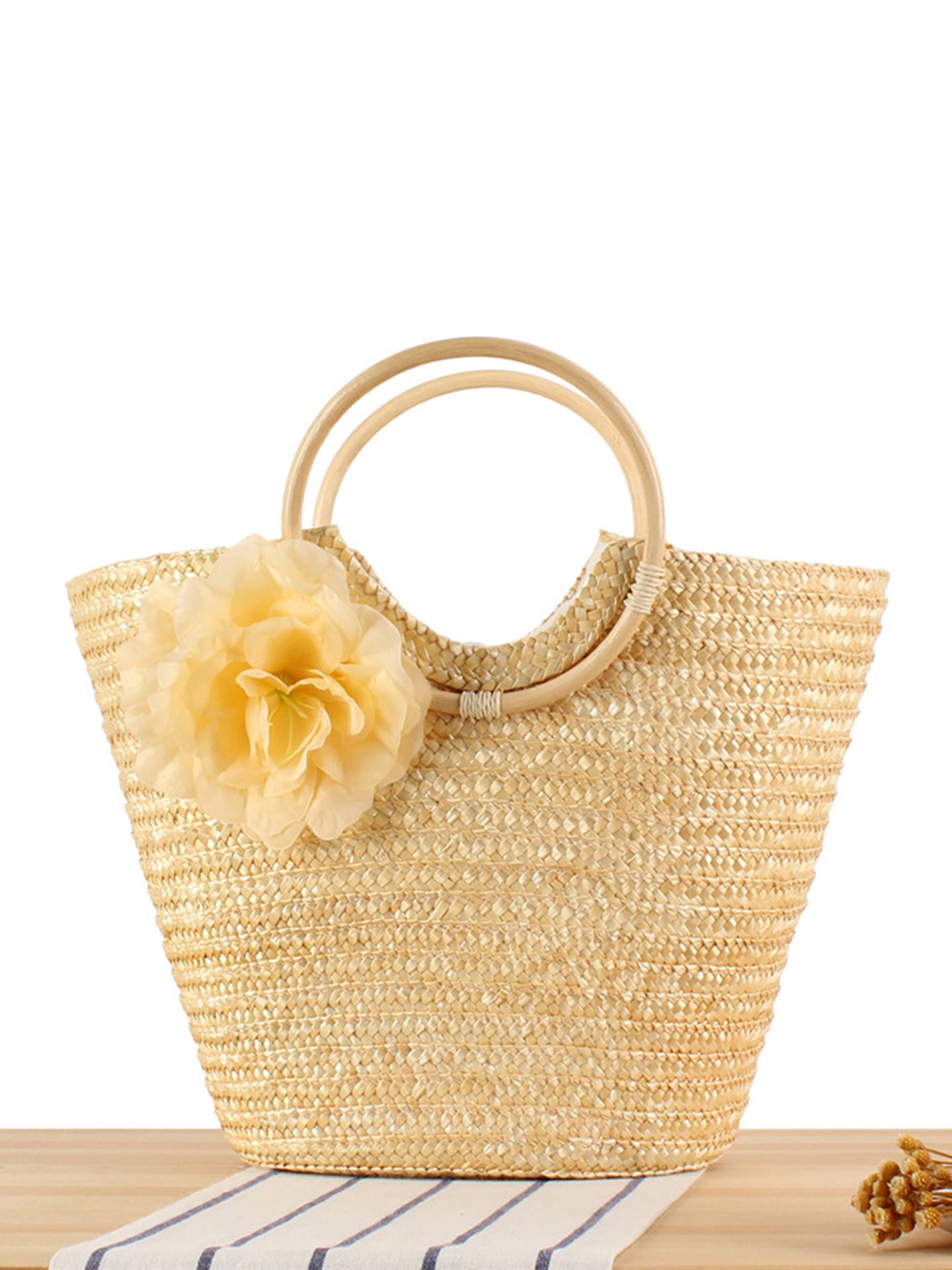 Rattan Straw Hand-woven Seaside Vacation Graphy Handle