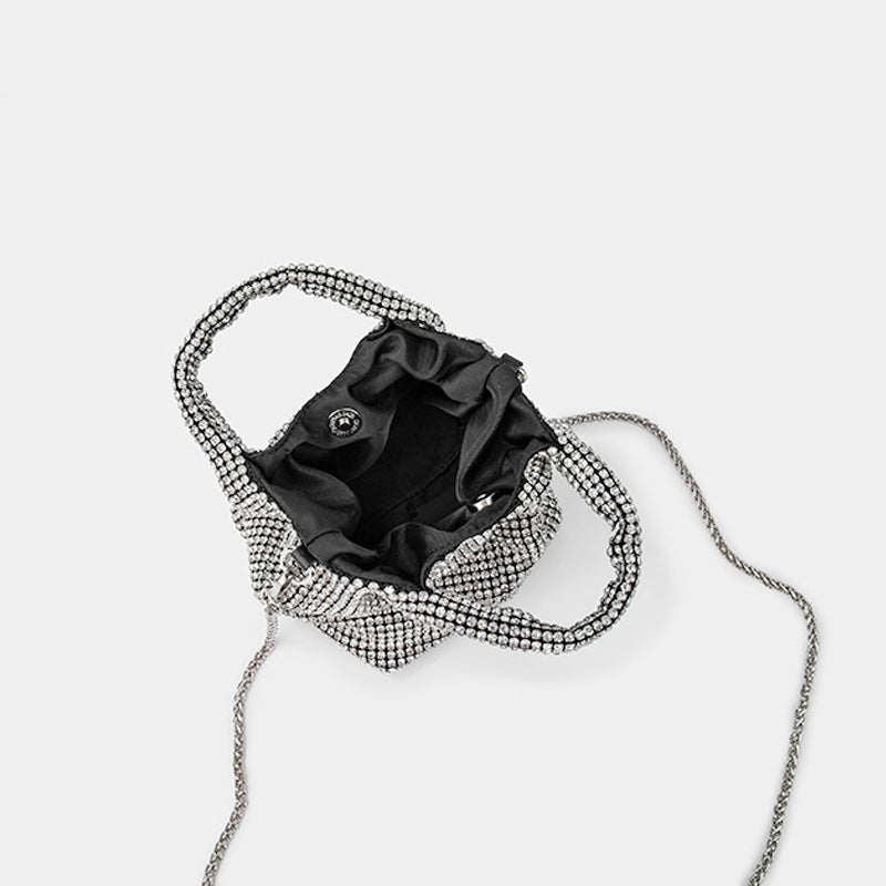 Women's Vest Diamond Summer Fashion Bucket-shaped Sier Lion Dinner Bag