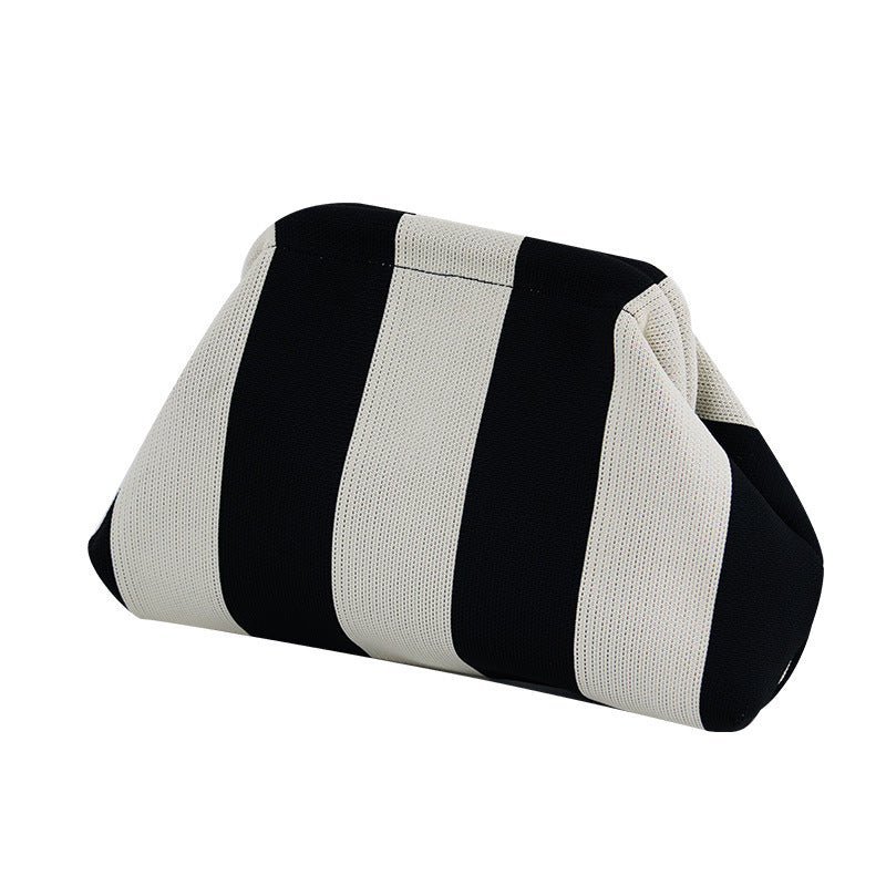 Knitted Striped Cloud Large Capacity Everyday Joker Contrast Color Handbags