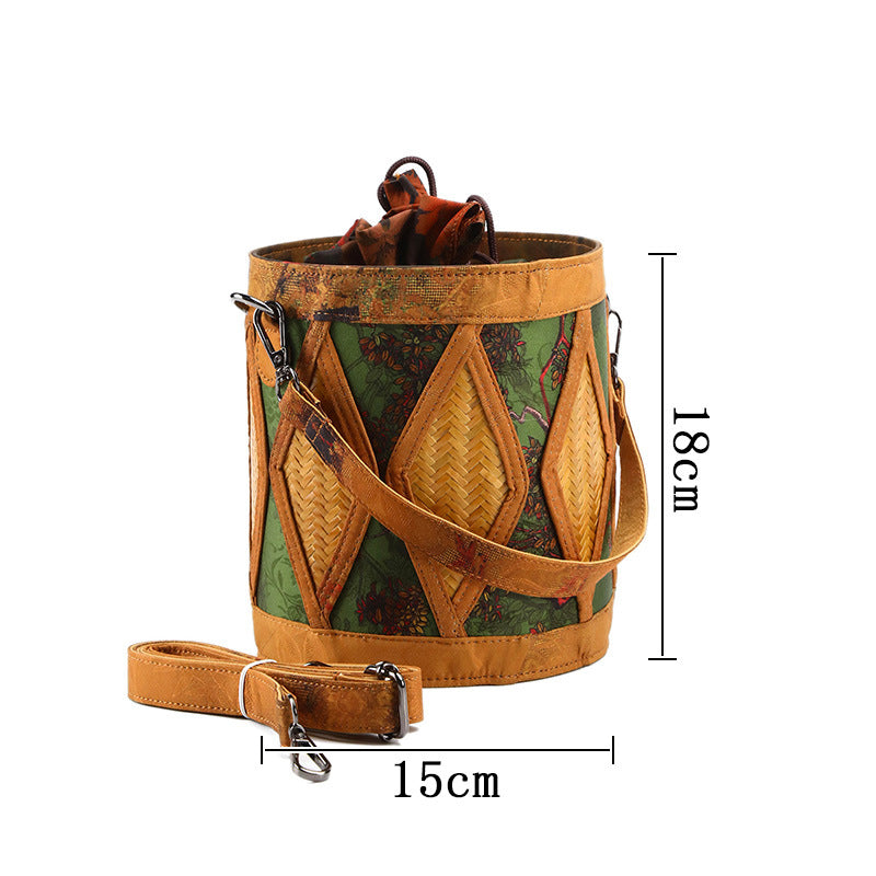 Chinese Style Yarn Fabric Bamboo Woven Cheongsam Match Ladies Bags