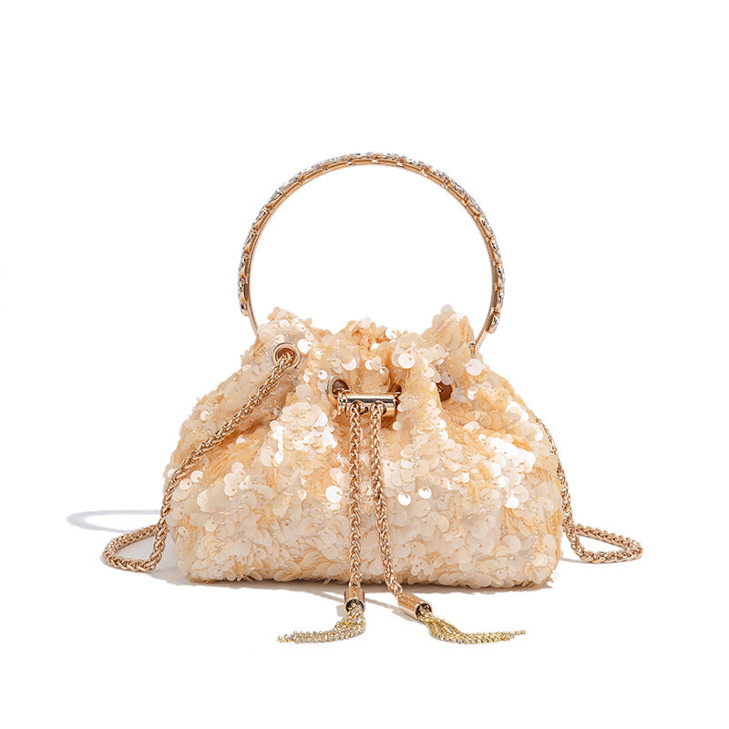 Women's Gradient Color Full Diamond Tassel Dinner Bag