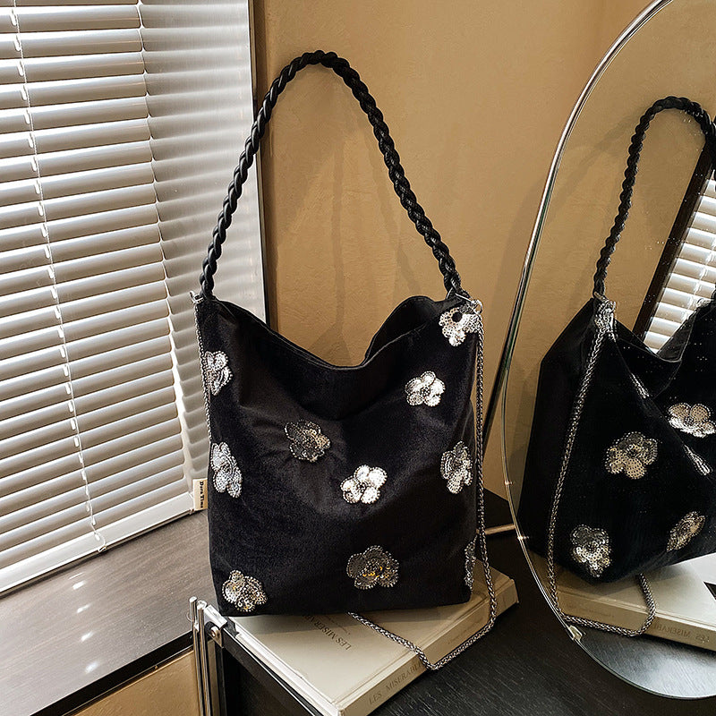 Suede Simple Fashion Design Portable Korean Women's Shoulder Bag