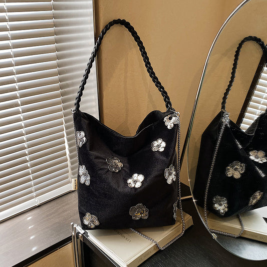 Suede Simple Fashion Design Portable Korean Women's Shoulder Bag