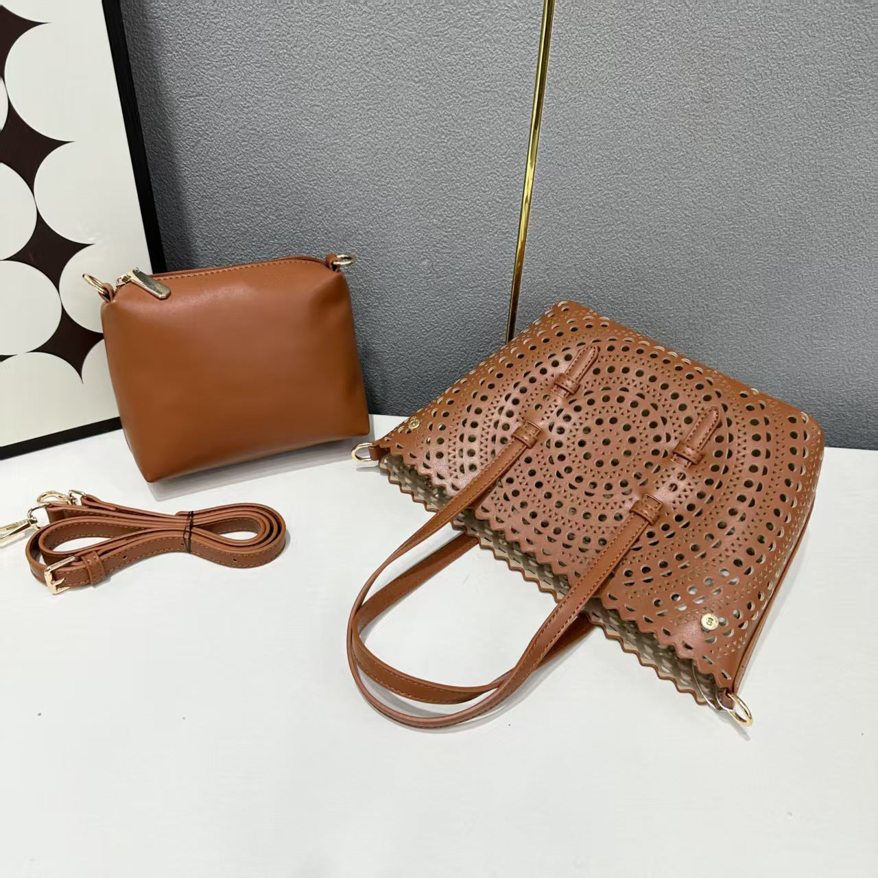 Women's Hand Rub Grain Hollow Summer Design Women's Handbag