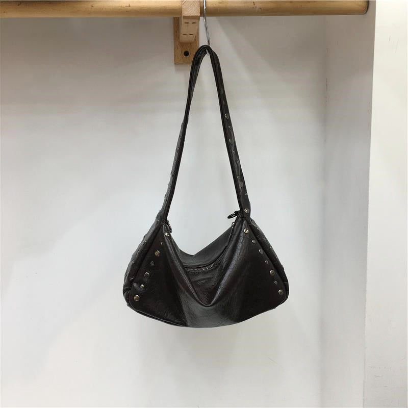 Fashion Locomotive Style Rivet Soft Leather Women's Handbag