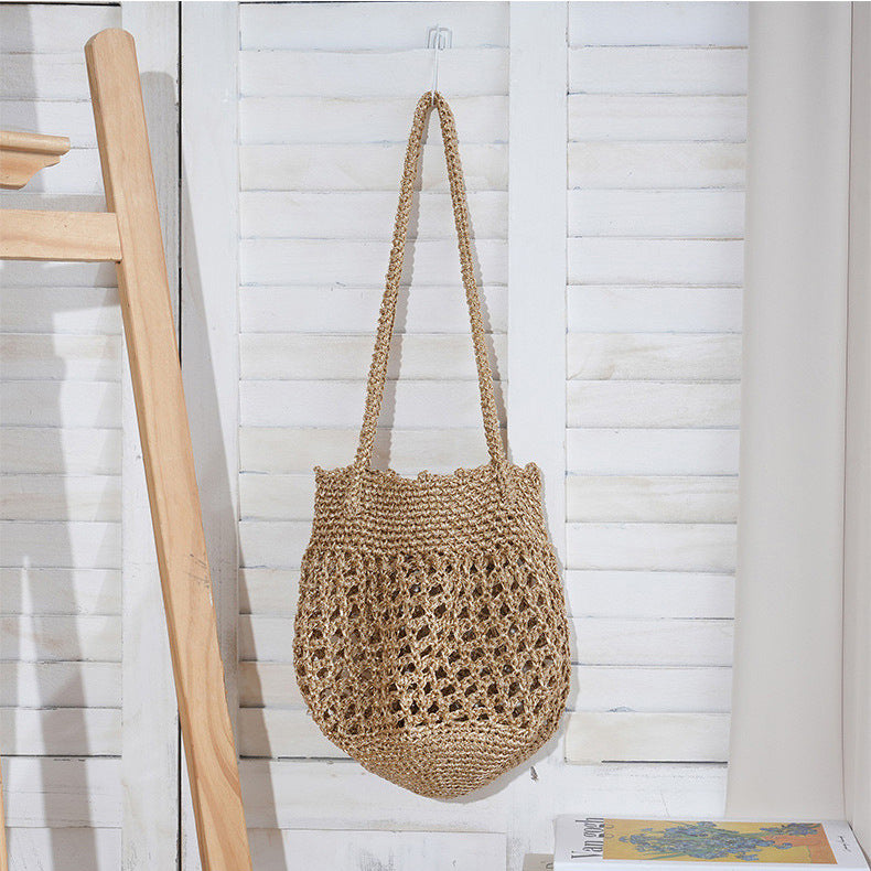 Woven High Sense French Hollow Korean Style Sparkle Sier Women's Shoulder Bag
