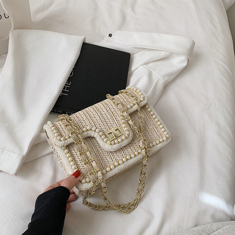 Pretty Women's Woven Summer Fashion Chain Small Square Bags