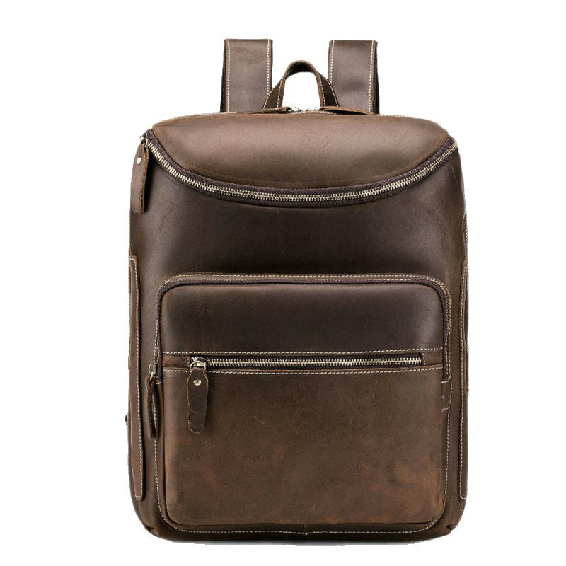 Leather Commute Computer First Layer Cowhide Large Business Backpack