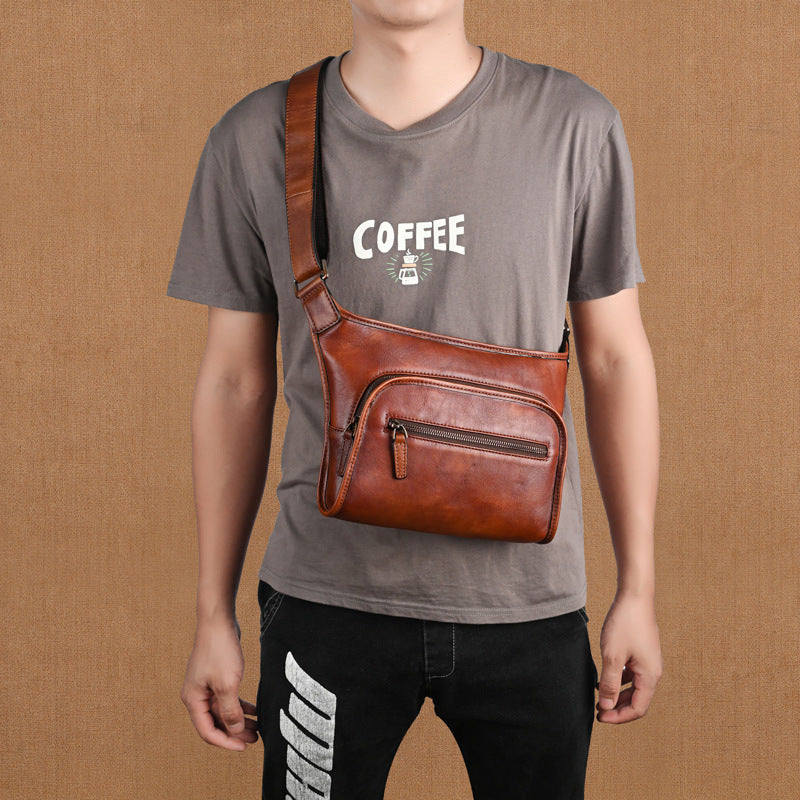 Men's Cattle Leather Genuine Storage Cowhide Vintage Men's Shoulder Bag