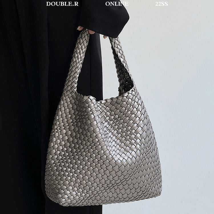 Women's Wind Hand-woven Portable Vegetable Basket Large Women's Shoulder Bag
