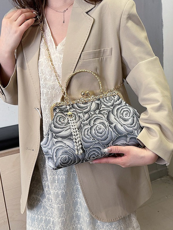 Women's Button Shell Leisure Chain Embroidered Flower Bags