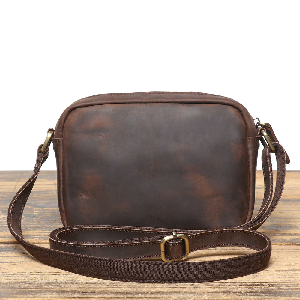 Men's Retro Crazy Horse Leather Cowhide Genuine Men's Shoulder Bag